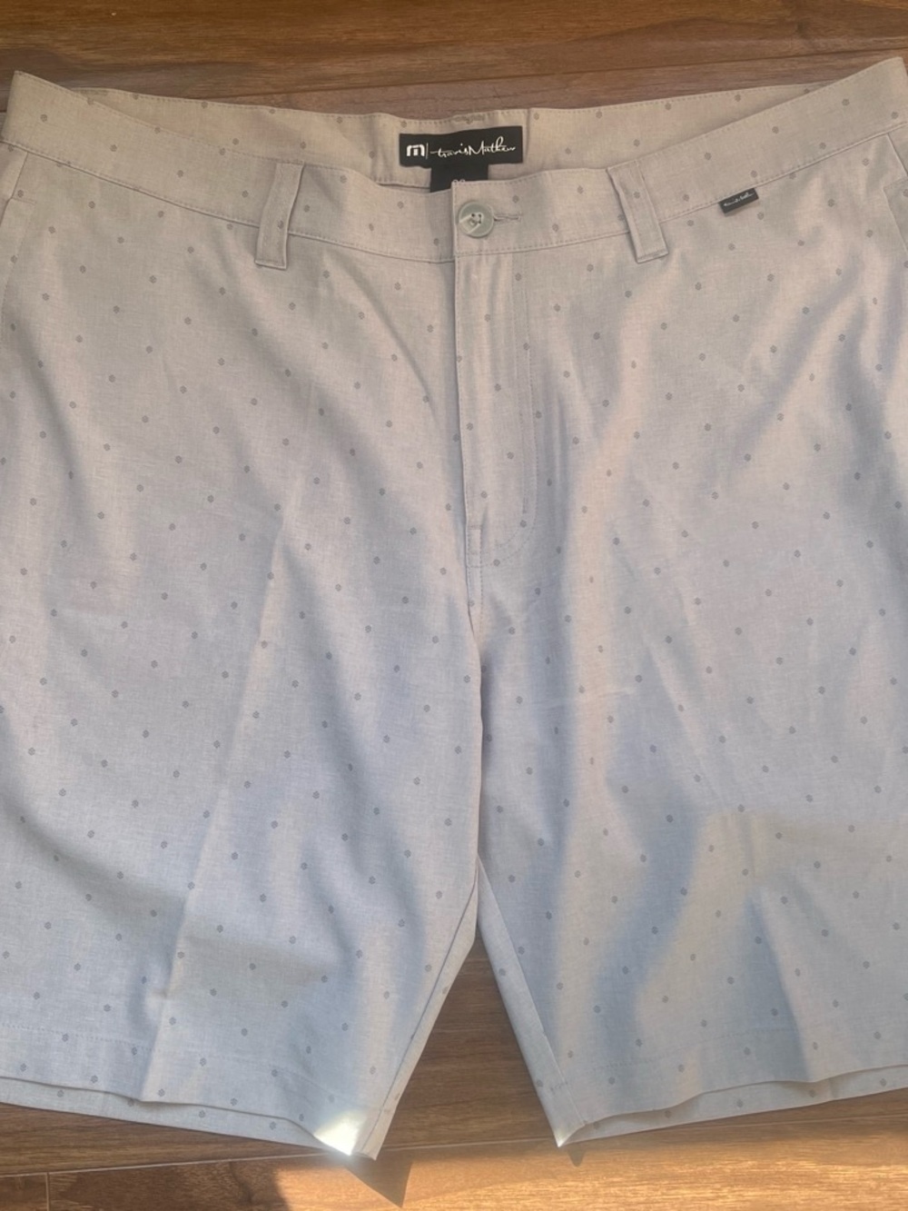 Travis Mathew Men's Light Gray Micro Dot Stretch Shorts